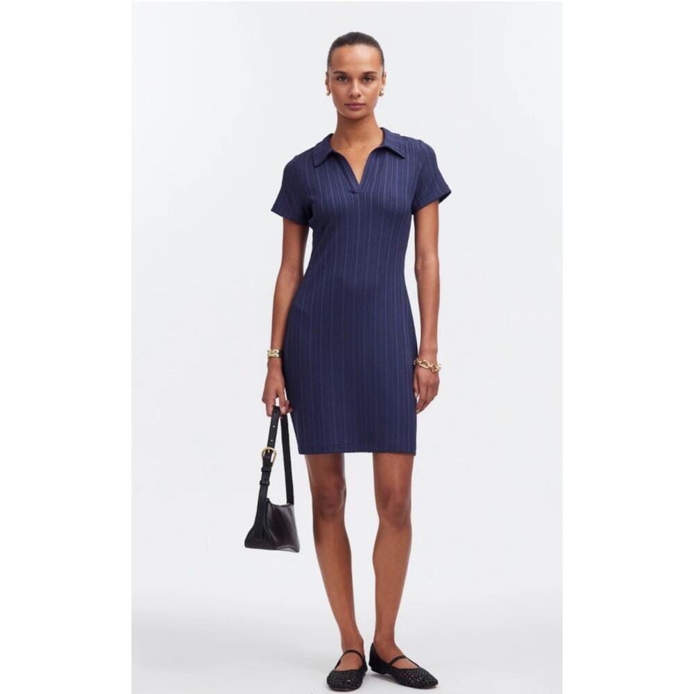 NWOT Madewell Ribbed Polo Mini Dress in Ink Size S